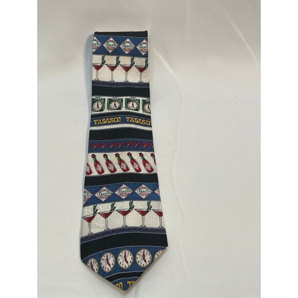 Tabasco Sauce neck tie 57" cocktail drink peppers time made USA silk - Picture 4 of 10